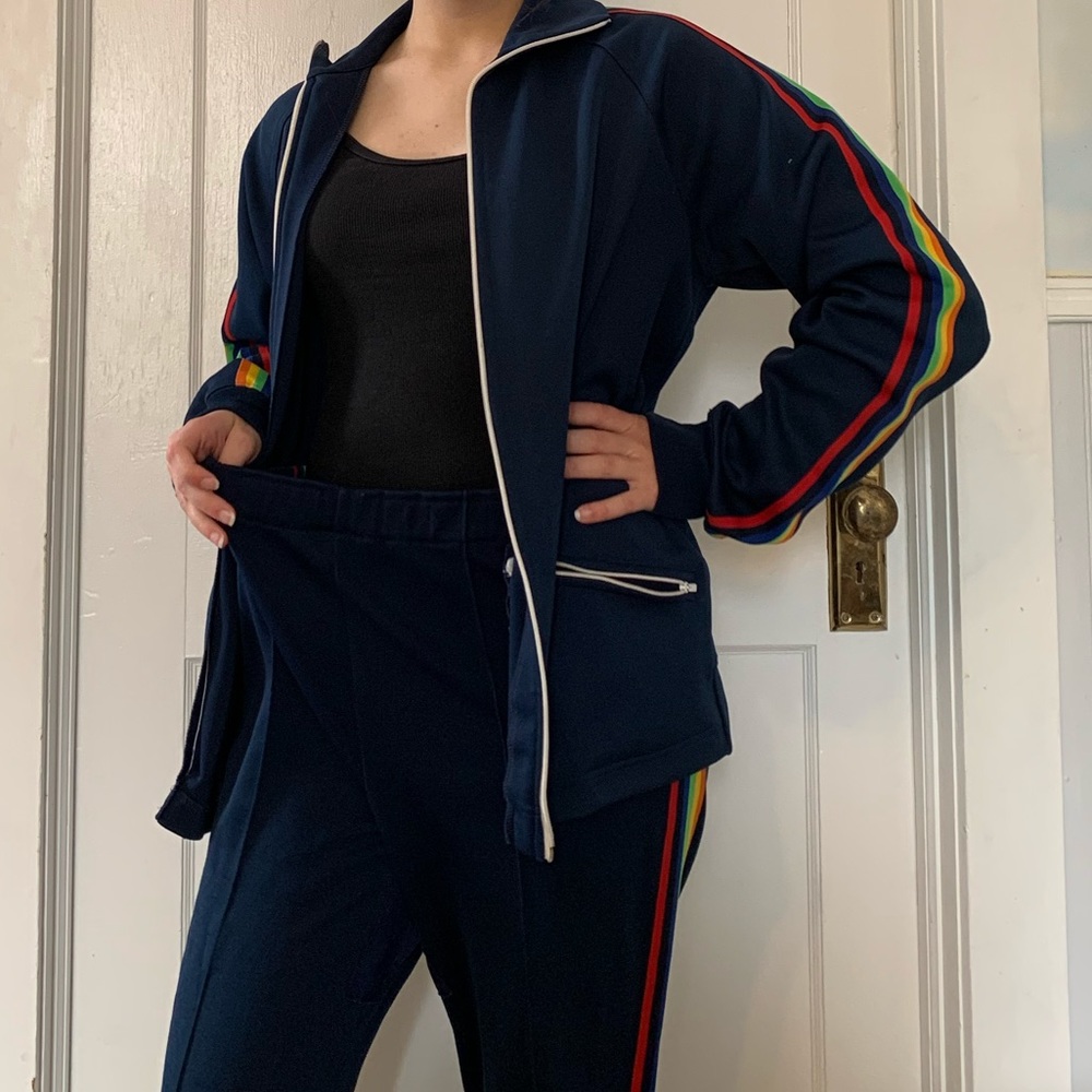 Vintage Rainbow Stripe Navy Jogger/Sweatsuit Set